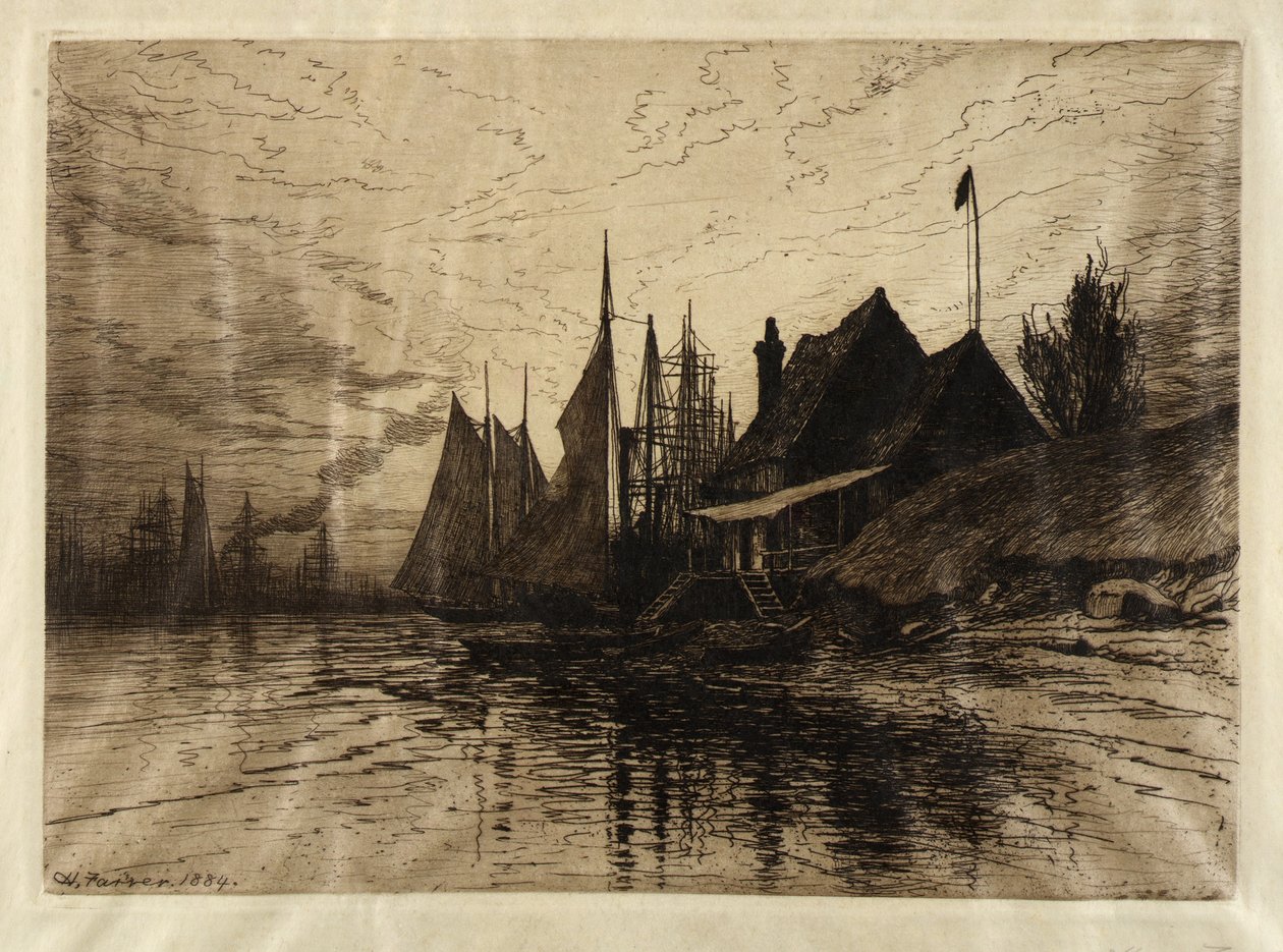 Atardecer, puerto de Nueva York de Henry Farrer
