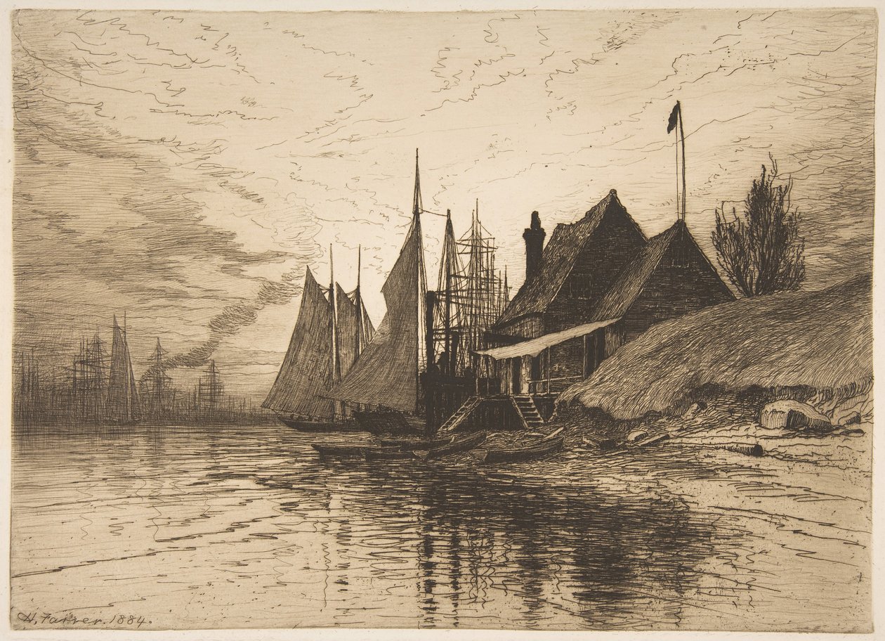 Atardecer, puerto de Nueva York de Henry Farrer