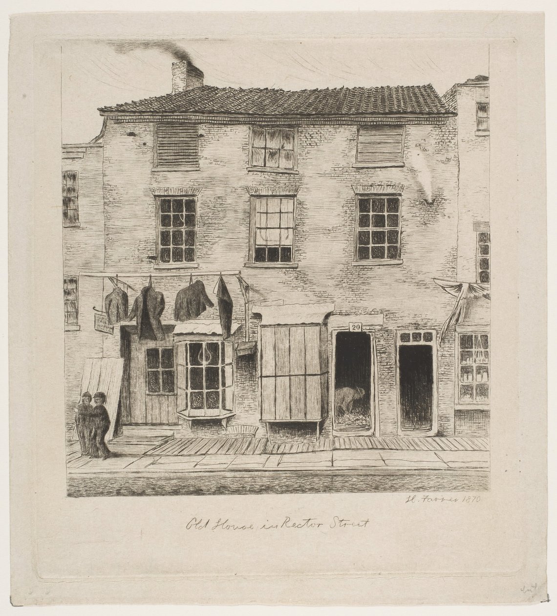 Casa Antigua en Rector Street de Escenas del Viejo Nueva York de Henry Farrer