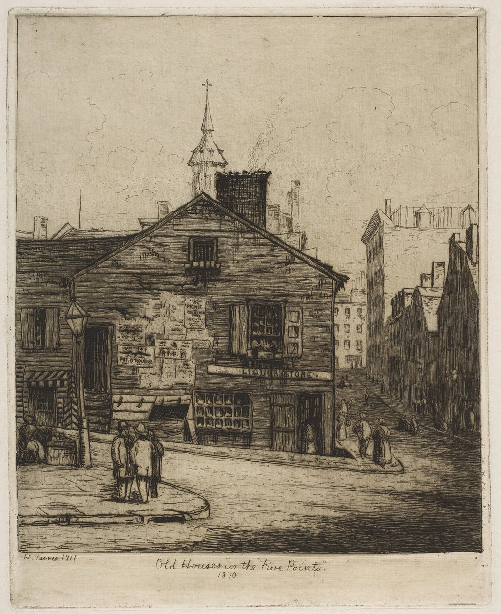 Casas antiguas en los Five Points, 1870 de Escenas del Viejo Nueva York, 1871 de Henry Farrer