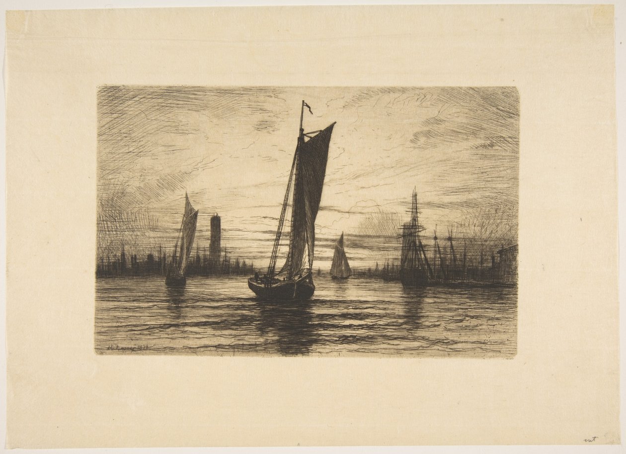 Puesta de sol en el East River de Henry Farrer