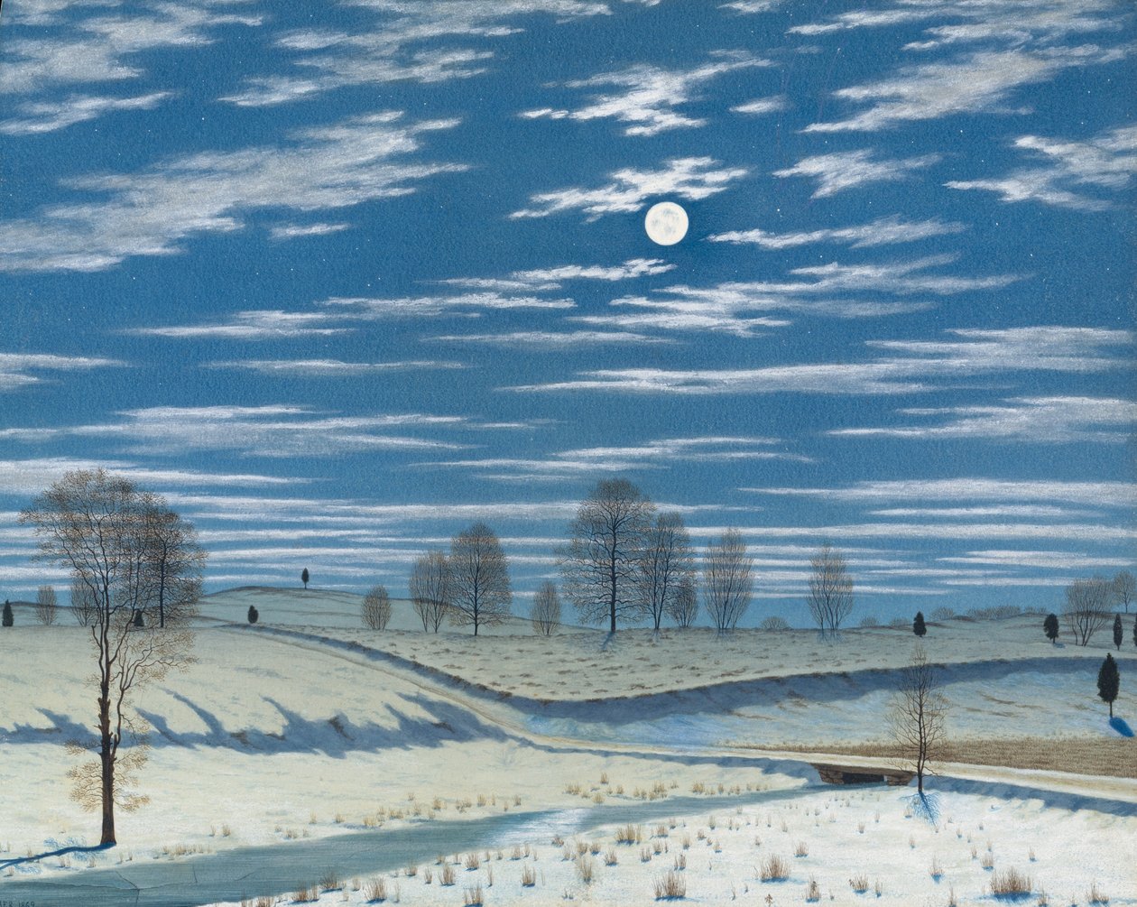 Escena de Invierno a la Luz de la Luna, 1869 de Henry Farrer