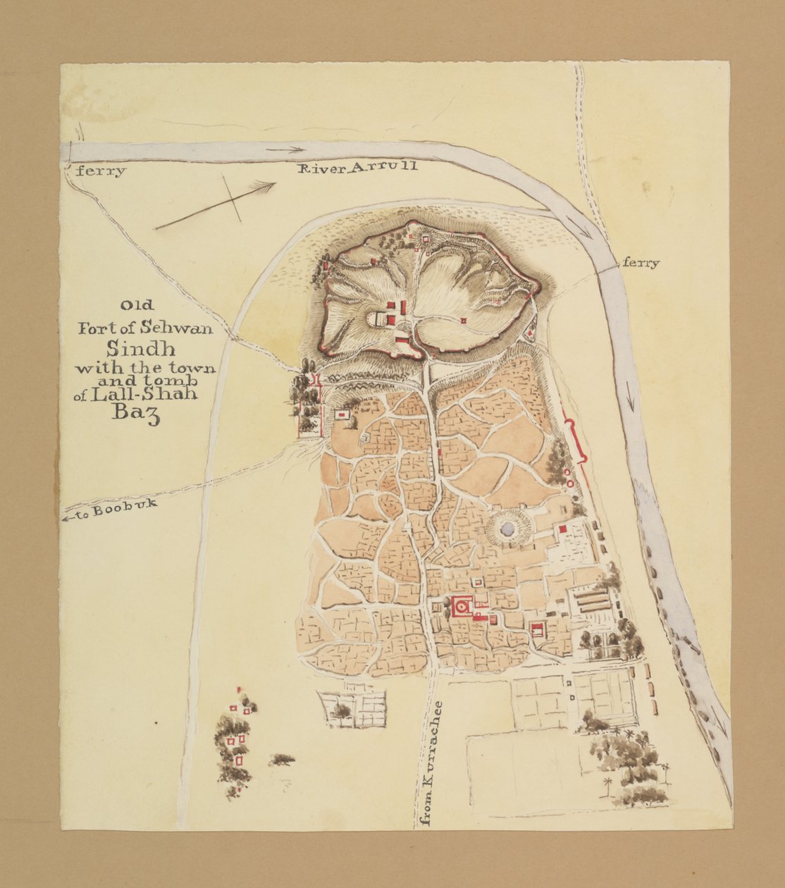 Old Fort of Sehwan, Sindh (tinta y acuarela sobre papel) de Henry Francis Ainslie