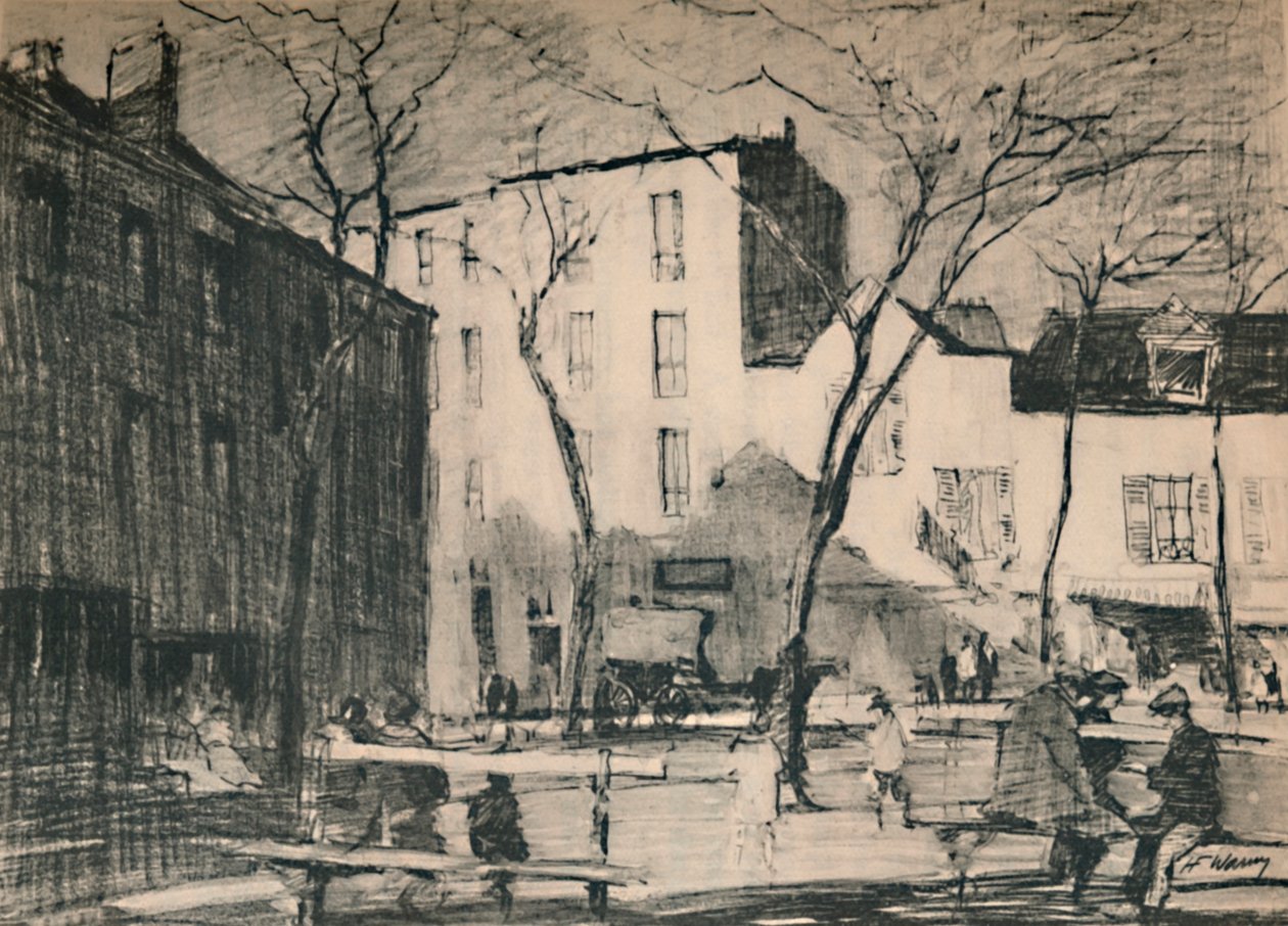 La Place Du Tertre Una plaza de pueblo intacta, c. 1927, 1927 de Henry Franks Waring