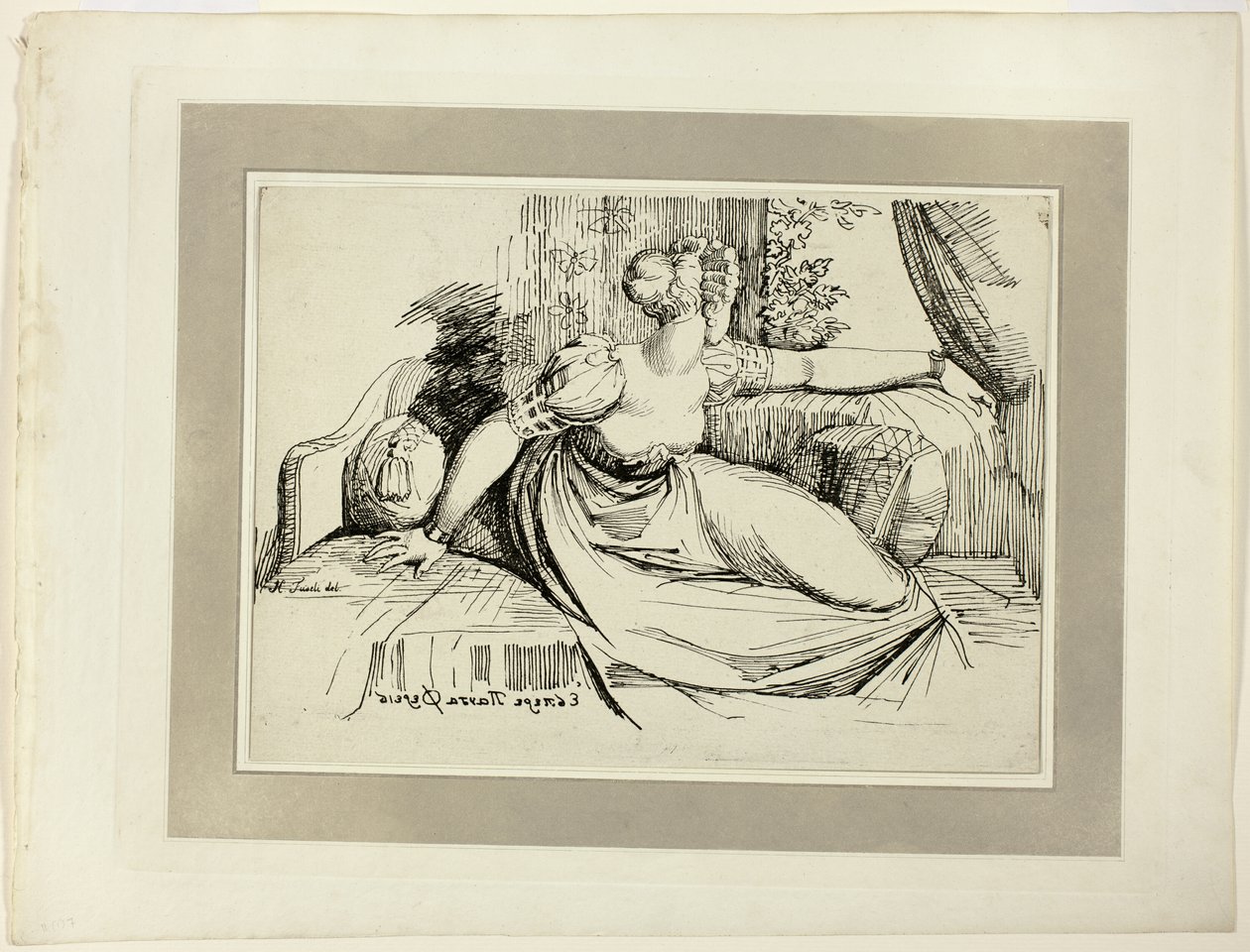 Una Mujer Sentada junto a la Ventana ("Tarde Traes Todo"), del primer número de Especímenes de Poliautografía de Johann Heinrich Füssli