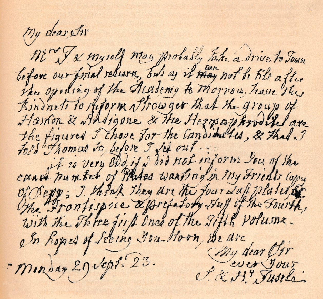 Una carta de Henry Fuseli, 29 de septiembre de 1823 1904 de Johann Heinrich Füssli