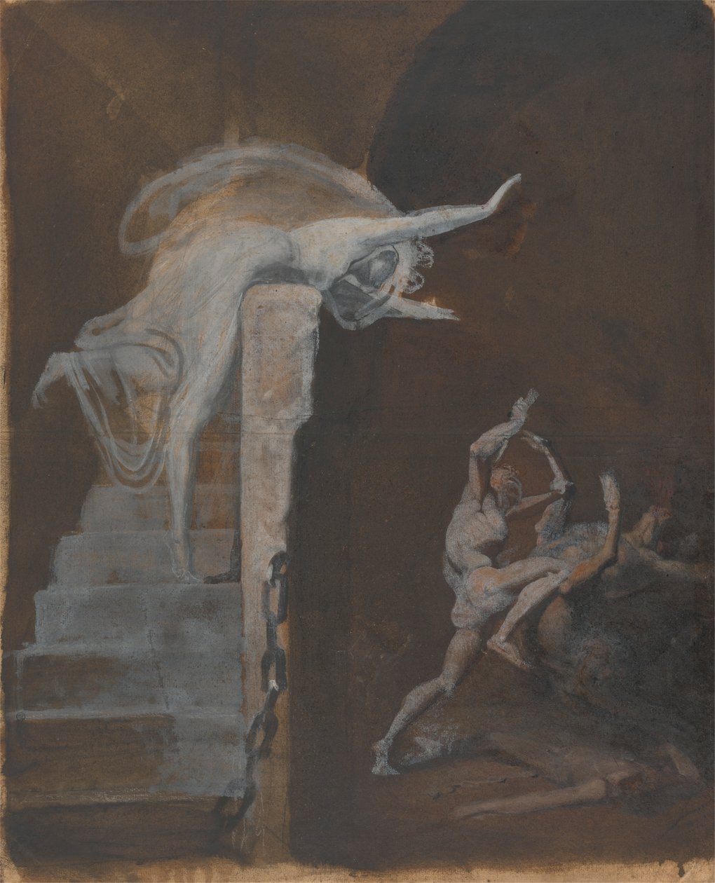 Ariadna observa la lucha de Teseo con el Minotauro de Johann Heinrich Füssli