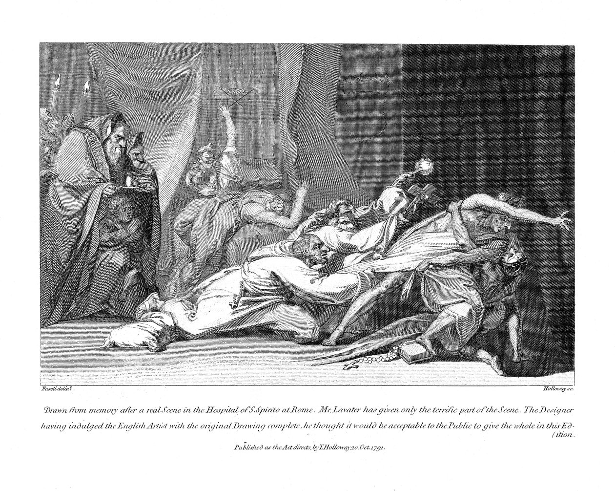 Intento de exorcizar espíritus malignos que poseen a un paciente en el Hospital San Spirito, Roma de Johann Heinrich Füssli