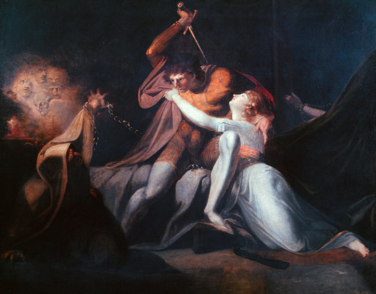Percival entregando a Belisane..., exhibido 1783 de Johann Heinrich Füssli