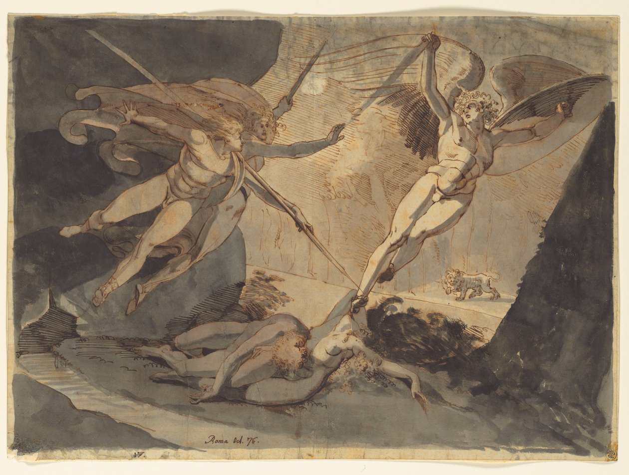 Satanás Reacciona al Toque de la Lanza de Ithuriel, 1776 de Johann Heinrich Füssli