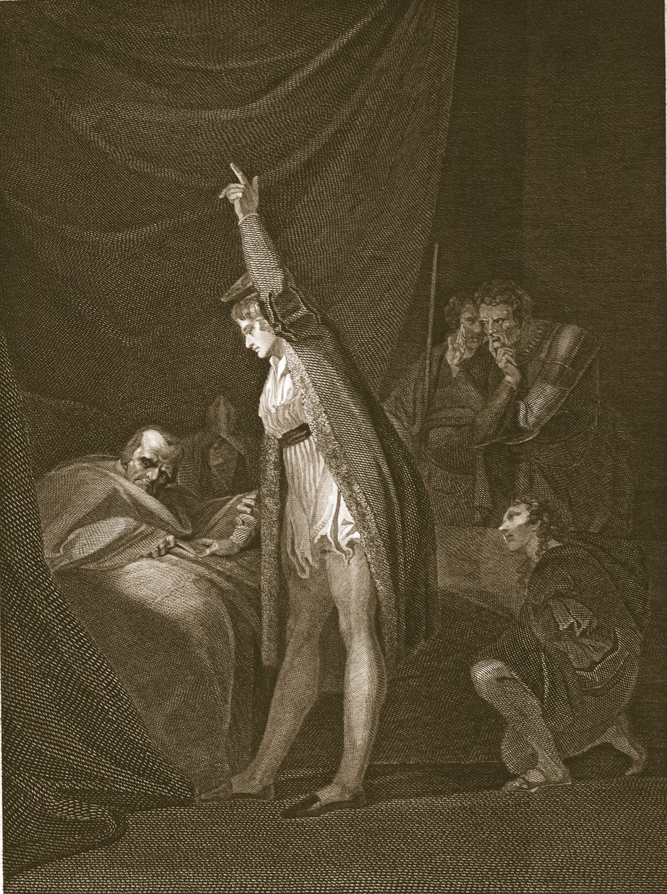La muerte del cardenal Beaufort, grabado por W. Bromley, ilustración de 