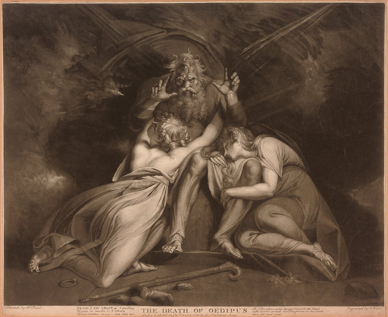 La muerte de Edipo, grabado por William Ward de Johann Heinrich Füssli