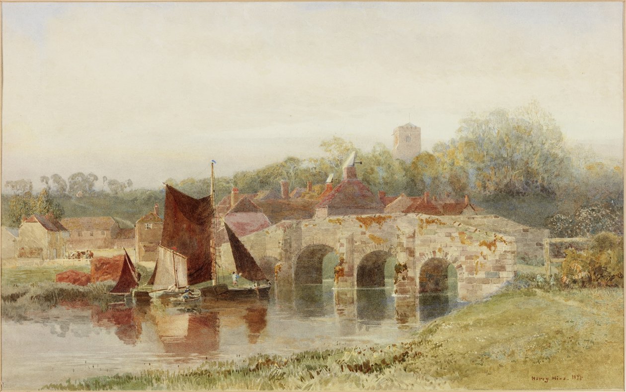 Pueblo con puente de Henry George Hine