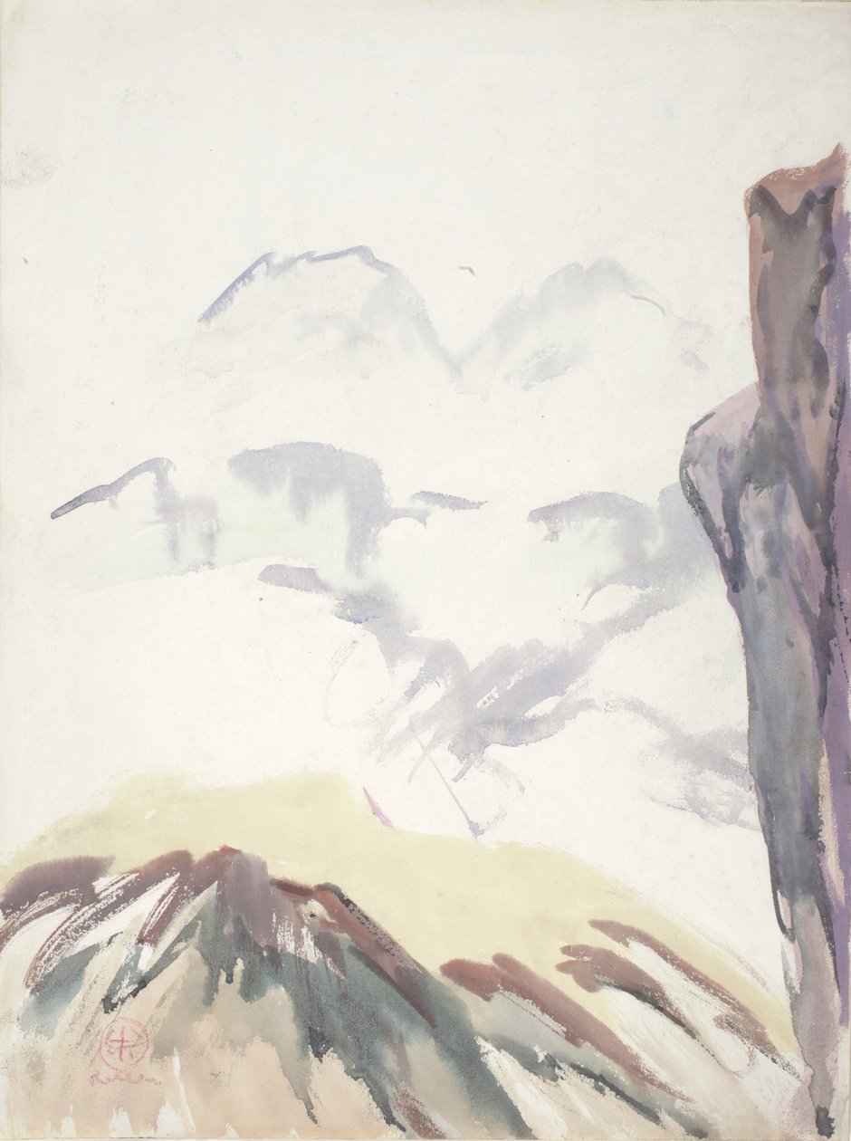 Estudio de montaña (acuarela sobre papel) de Henry George Keller