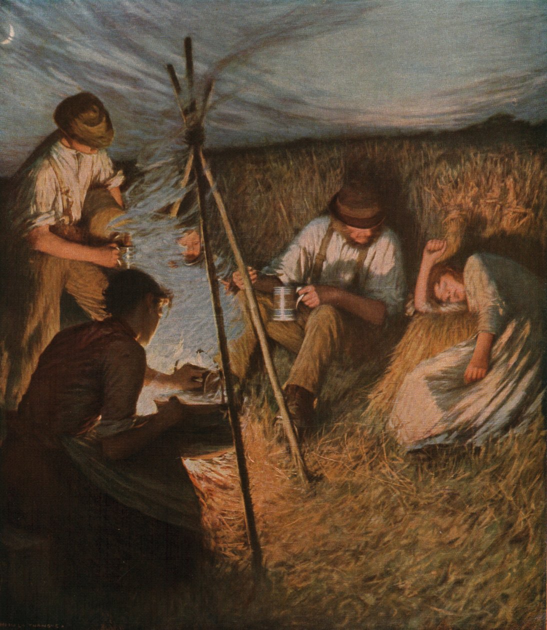 La cena de los cosechadores, 1898 de Henry Herbert La Thangue