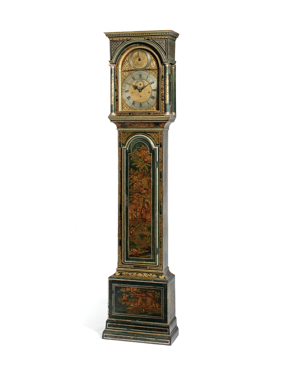 Reloj de pie de cuartos azul Japanned de Jorge III, York, c.1760 de Henry Hindley