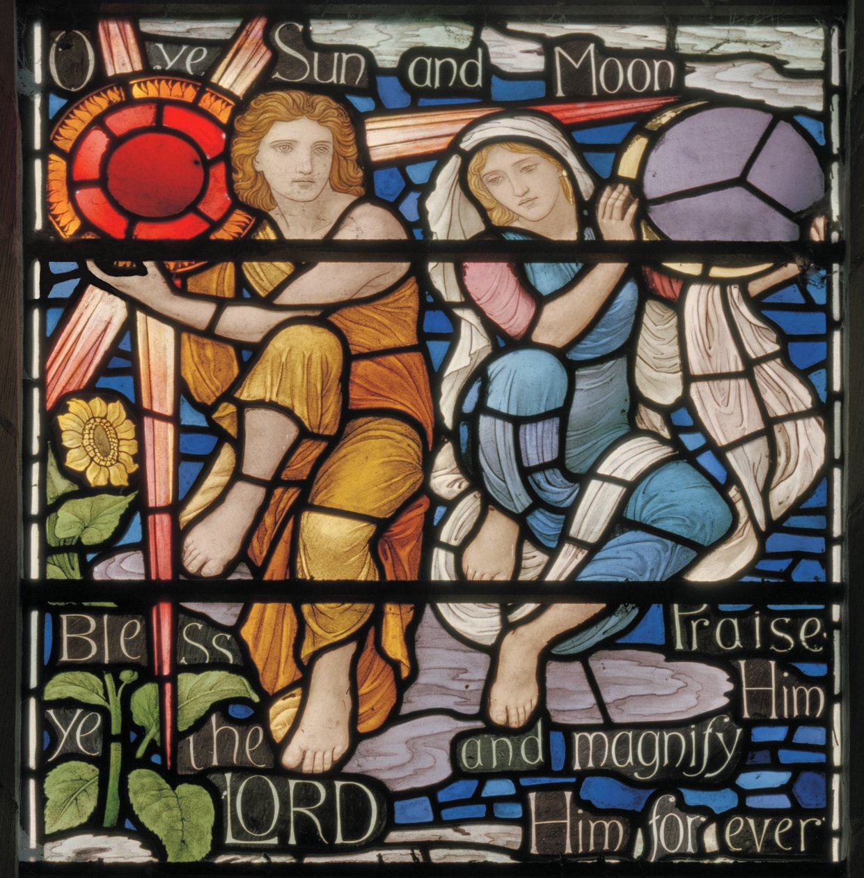 Oh Sol y Luna, detalle de la Ventana Benedicite, c.1895 de Henry Holiday