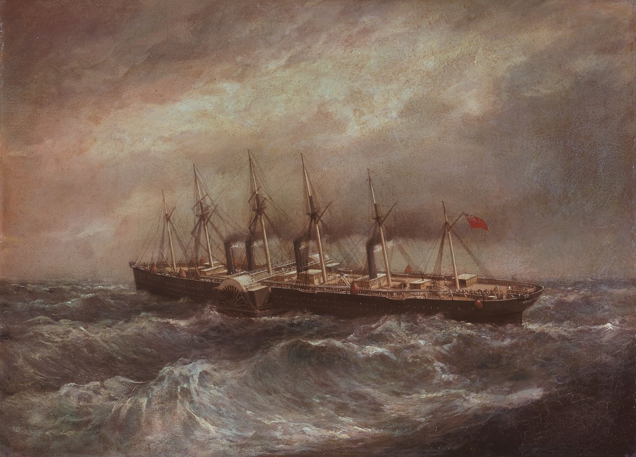 El buque de vapor "Great Eastern" (1858) tiende el primer cable atlántico con éxito de Henry Hugh Clifford