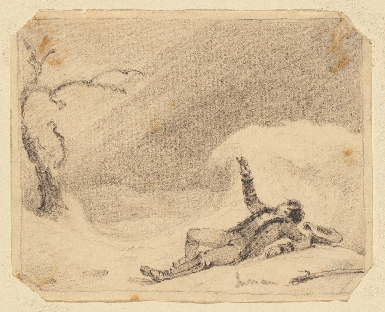 Hombre en la nieve de Henry Inman