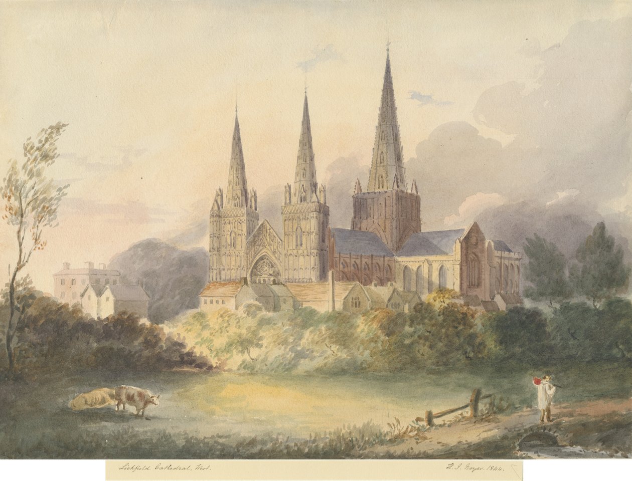 Catedral de Lichfield - Vista oeste de Henry James Noyes