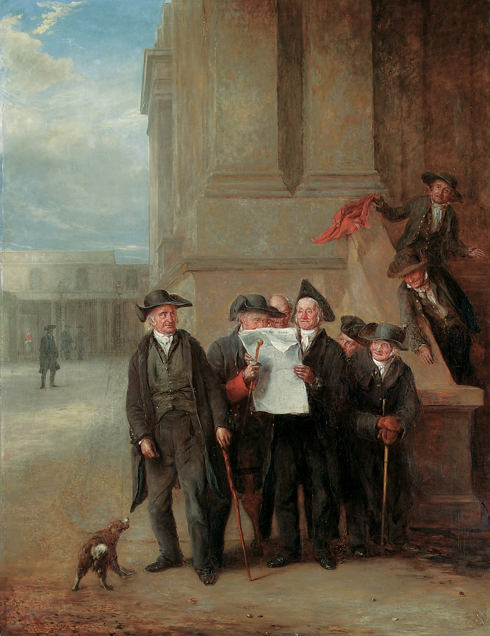 Inteligencia Naval: Pensionistas de Greenwich leyendo una copia de The Times de Henry James Pidding