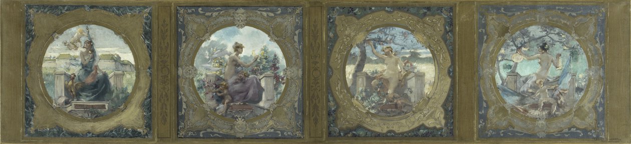 Boceto para la Galería Lobau del Hôtel de Ville de París: Les chants : Chants patriotiques, en 1890 (óleo sobre lienzo) de Henry Jean Louis Boureau