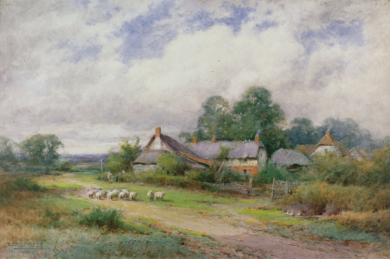 A casa desde el mercado, una aldea de Bedfordshire de Henry John Sylvester Stannard