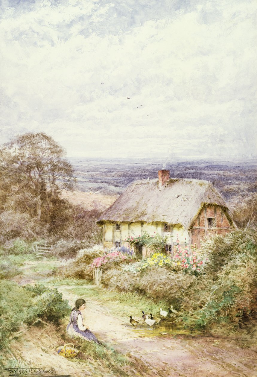 The Thatched Cottage (acuarela) de Henry John Sylvester Stannard