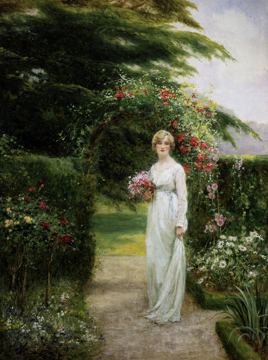 En la rosaleda. Pintura de Yeend King (1855-1924) Colección particular. de Henry John Yeend King