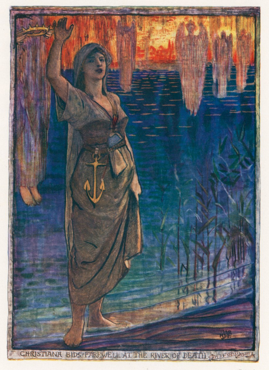 Ilustración de El progreso del peregrino de John Bunyan (litografía en color) de Henry Justice Ford
