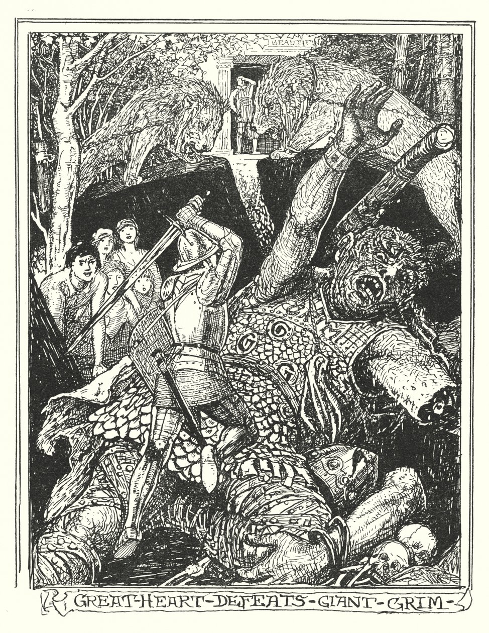 Ilustración de El progreso del peregrino de John Bunyan (litografía) de Henry Justice Ford