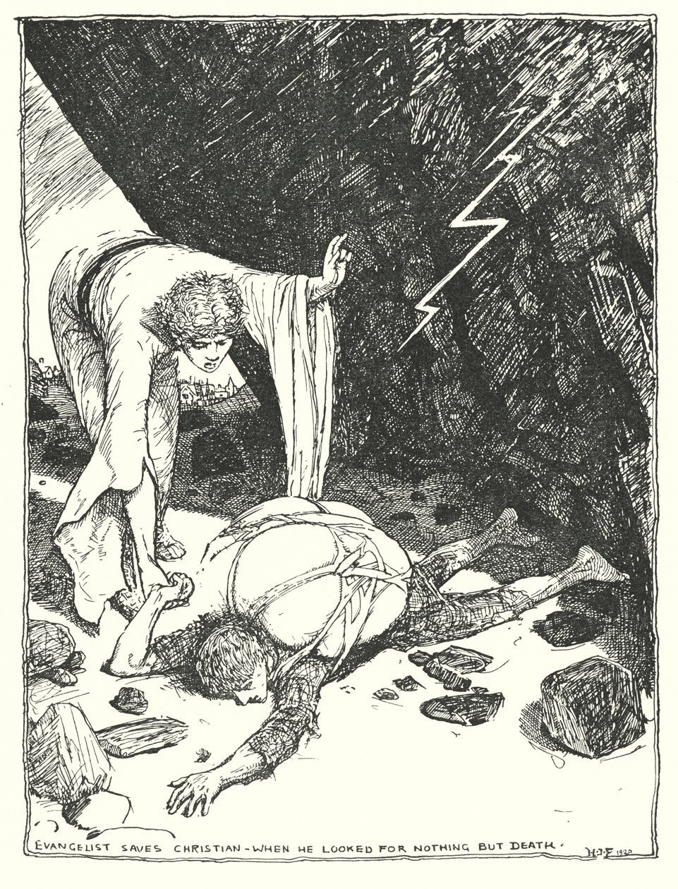 Ilustración de El progreso del peregrino de John Bunyan (litografía) de Henry Justice Ford