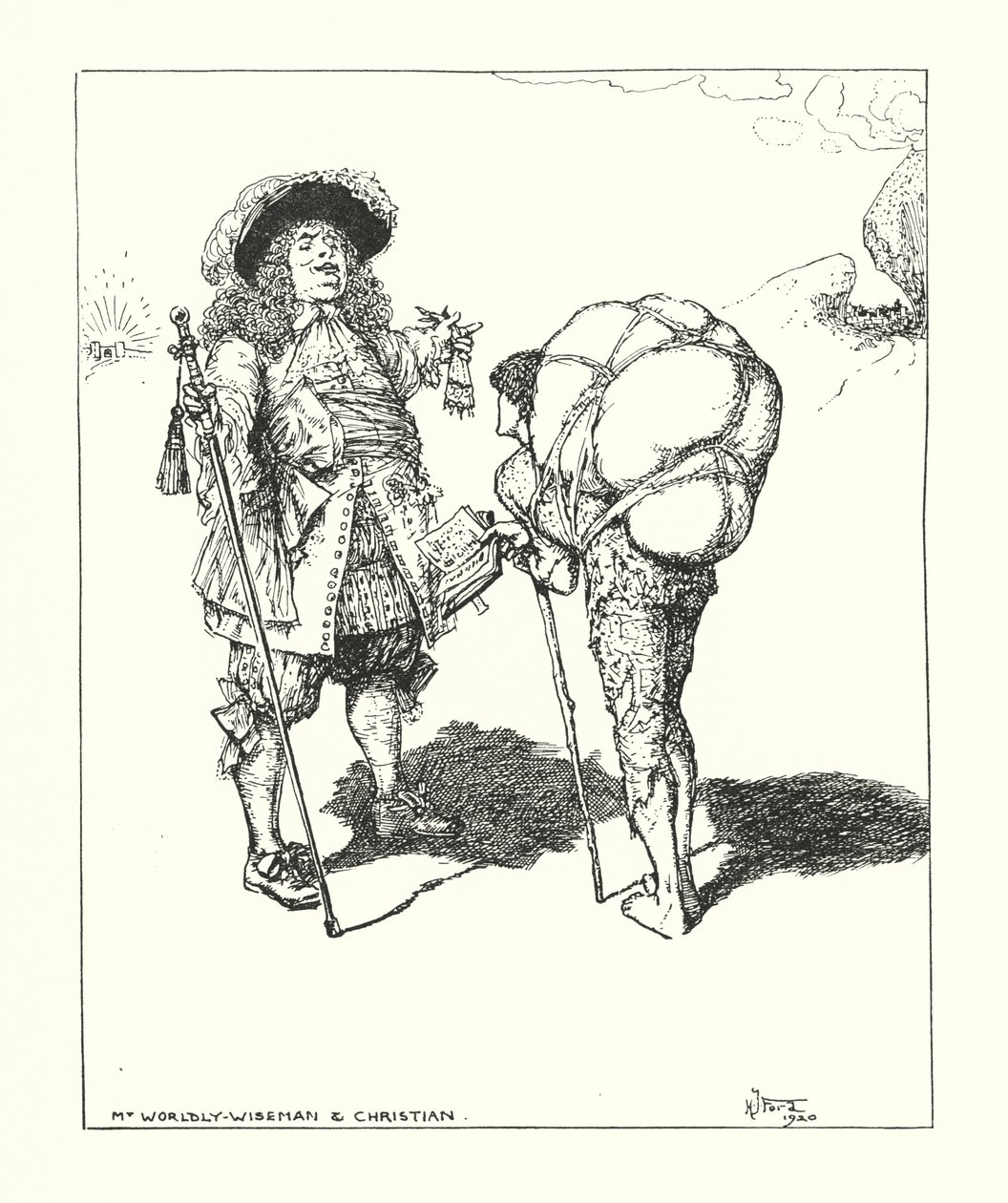 Ilustración de El progreso del peregrino de John Bunyan (litografía) de Henry Justice Ford