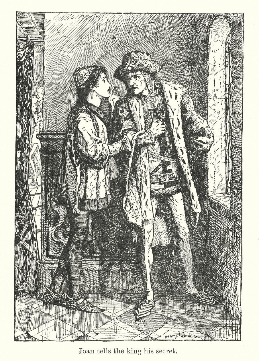 Juana cuenta su secreto al Rey (litografía) de Henry Justice Ford