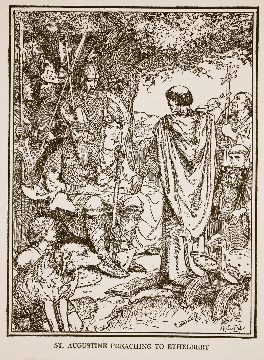 San Agustín predicando a Ethelbert, ilustración de 