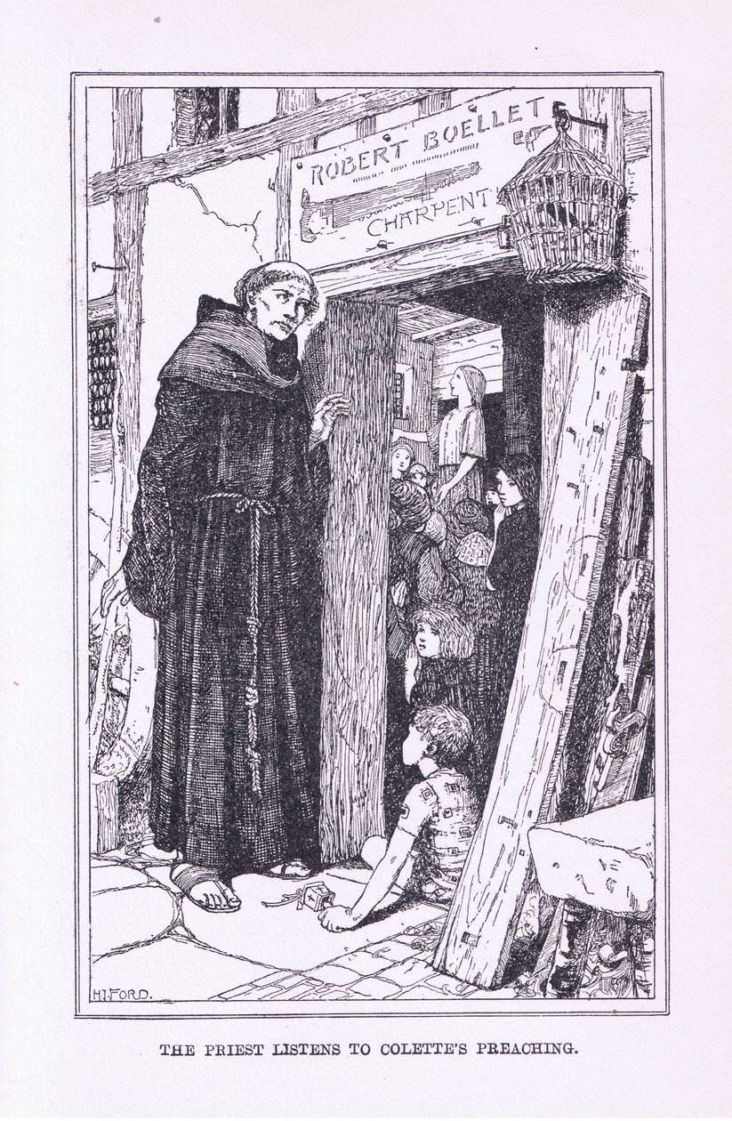 El sacerdote escucha la predicación de Colette, 1912 de Henry Justice Ford