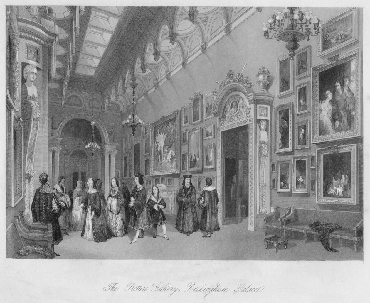 La galería de imágenes, Palacio de Buckingham, c1841 de Henry Melville