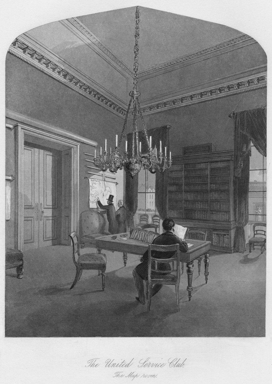 El Club de Servicio Unido. La sala de mapas, c1841 de Henry Melville