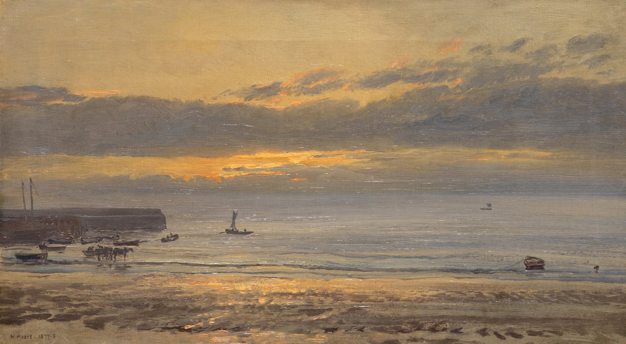 Antes del amanecer, Scarborough - Marea baja, 1878 de Henry Moore