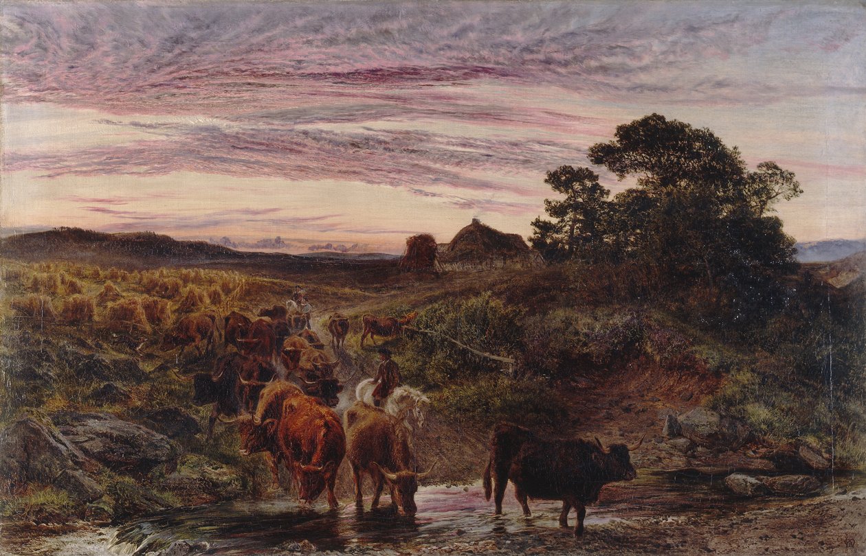 Ganado vadeando un arroyo de Henry Moore