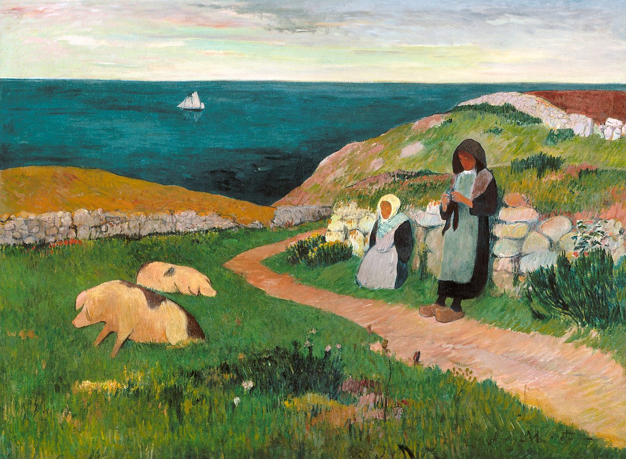Jóvenes bretonas en el campo (óleo sobre lienzo) de Henry Moret