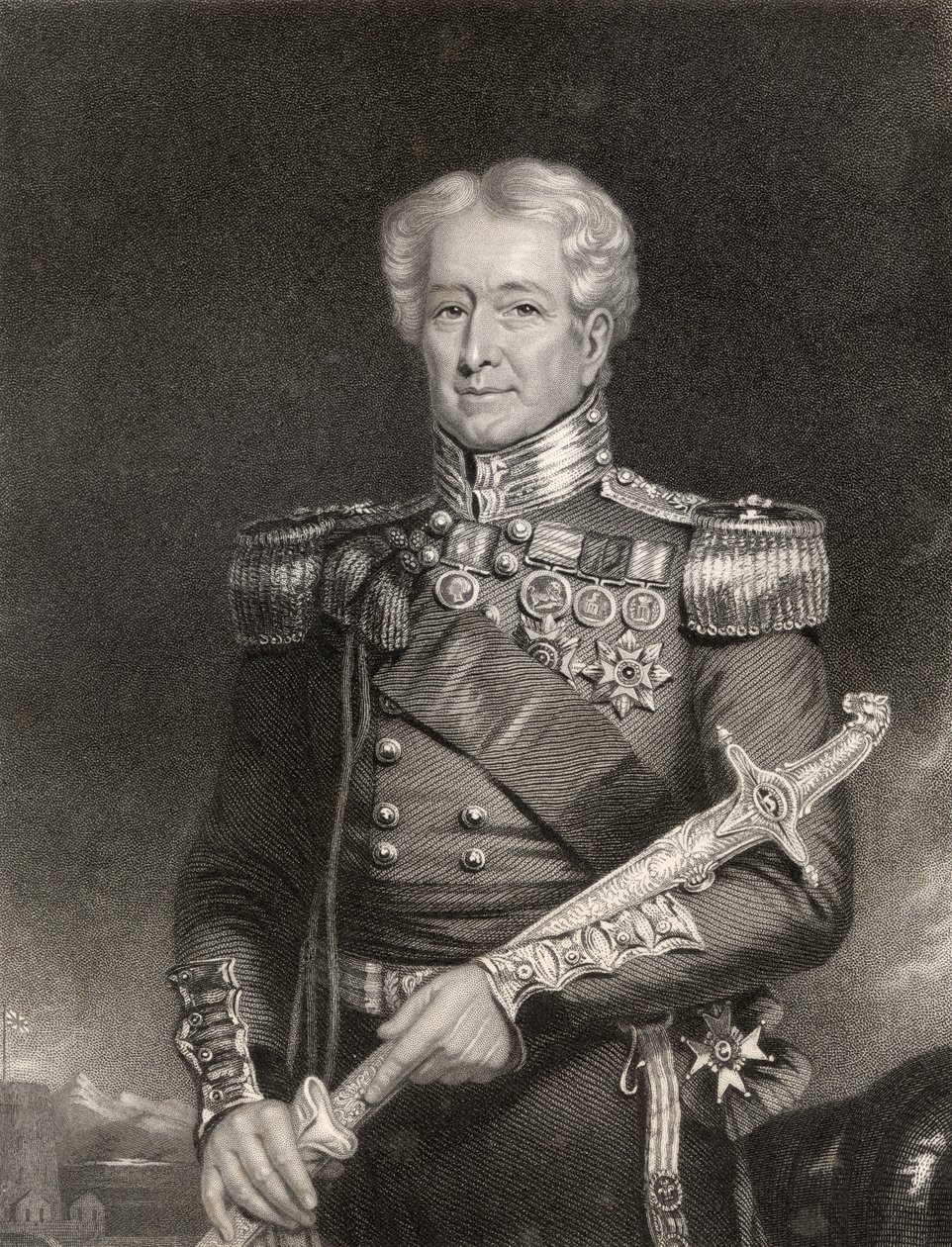 Sir Robert Henry Sale, grabado por F. Holl, de 
