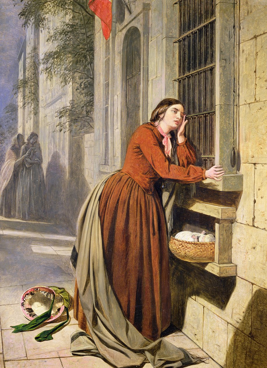 Madre depositando a su hijo en el Hospital de Niños Abandonados en París, c.1855-60 de Henry Nelson O