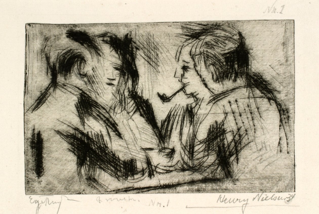 Cuatro hombres alrededor de una mesa de Henry Nielsen