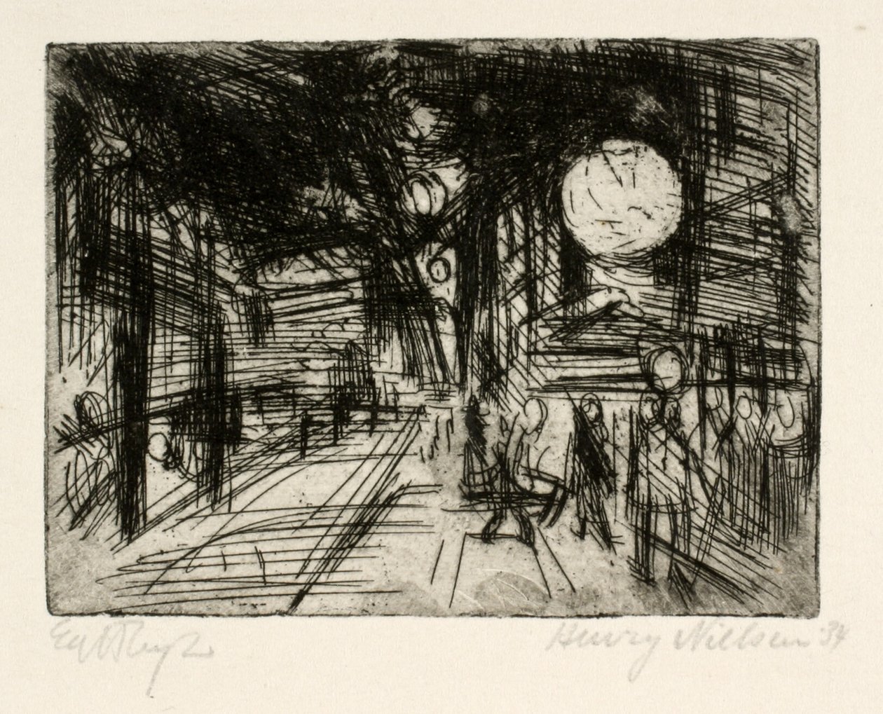 Escena callejera, noche de verano de Henry Nielsen