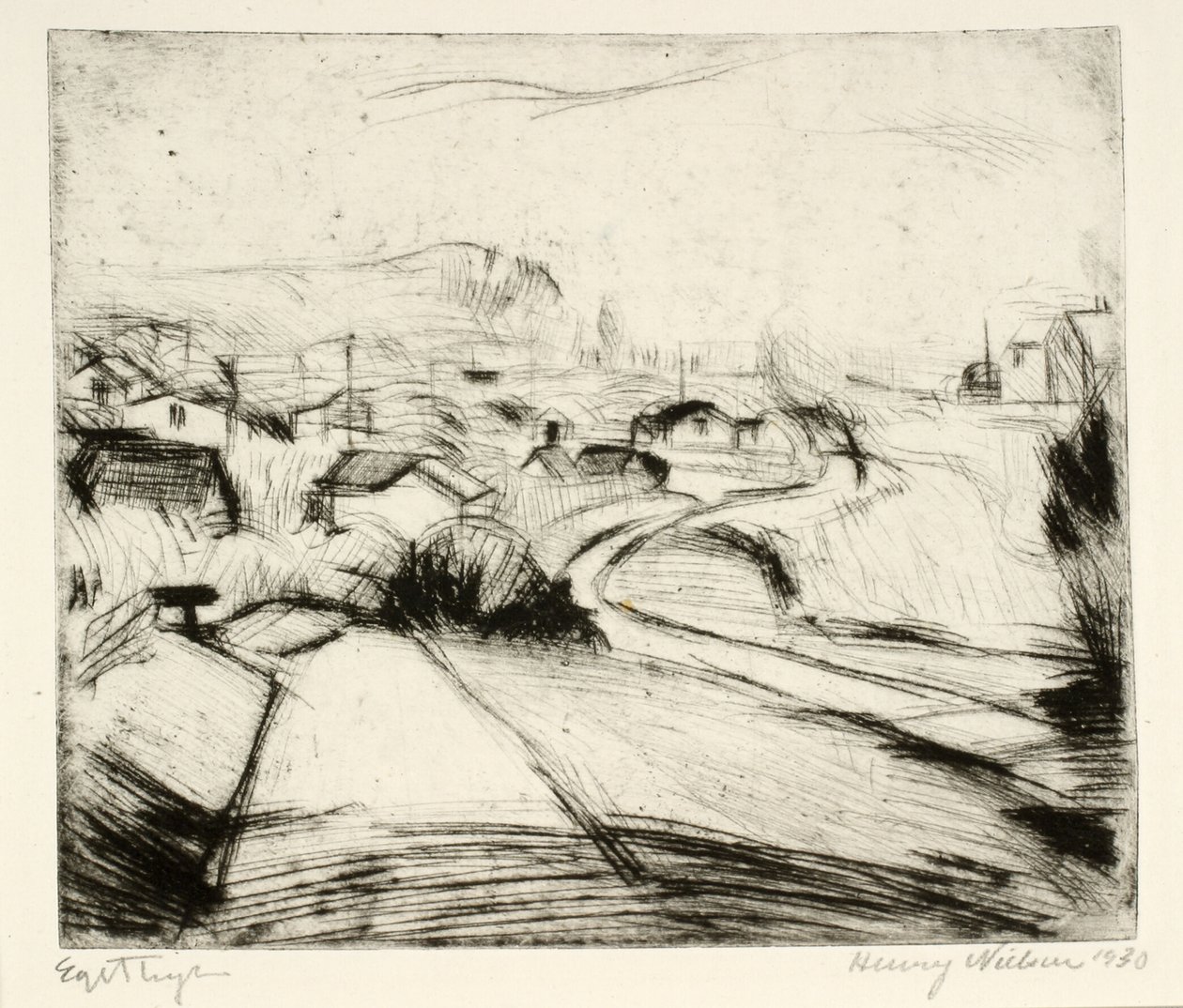Paisaje con camino y casas de Henry Nielsen