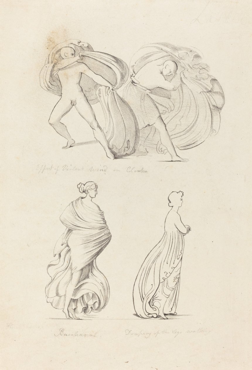 Drapería, Tres Figuras, una Bacante y Dos de la Naturaleza de Henry Noel Humphreys after John Flaxman
