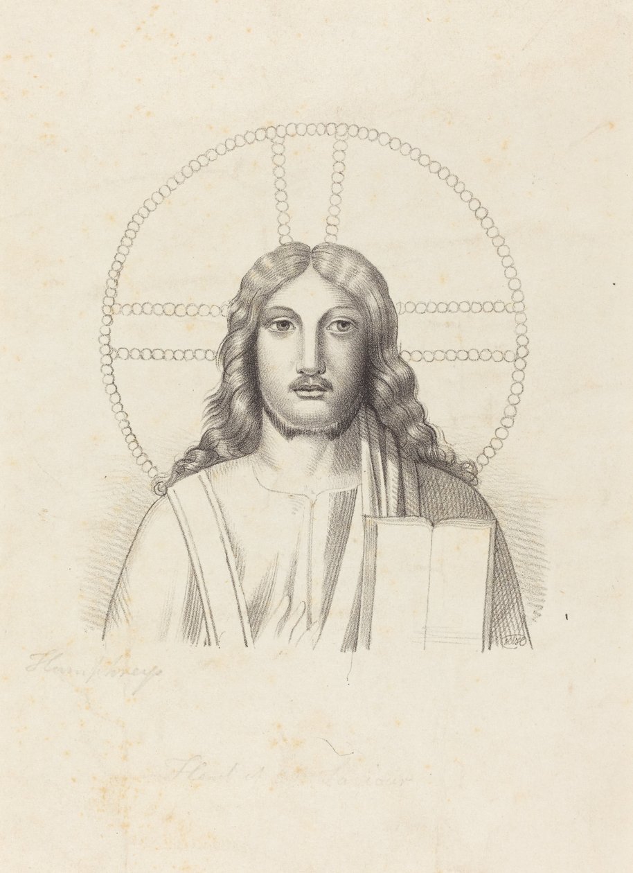 Cabeza de Nuestro Salvador, de "Roma Subterranea" de Arringhi de Henry Noel Humphreys after John Flaxman