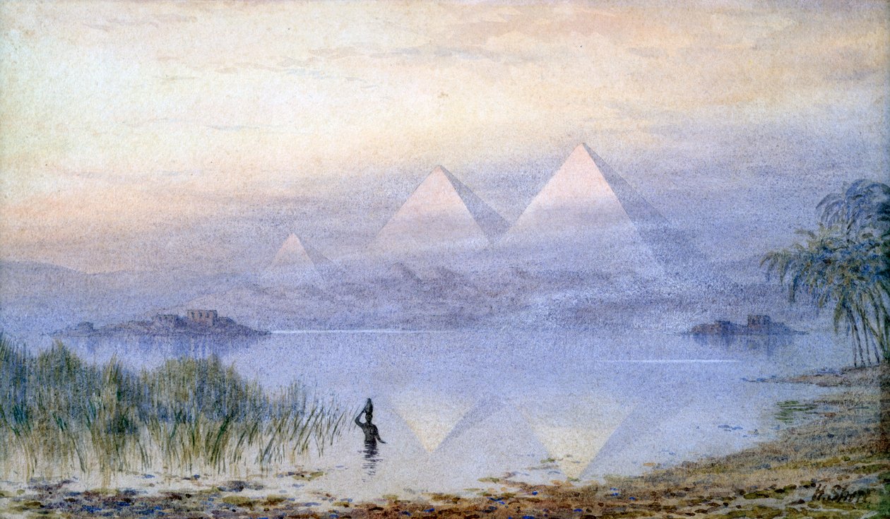 Las Pirámides Durante la Inundación del Nilo, Egipto de Henry Noel Shore