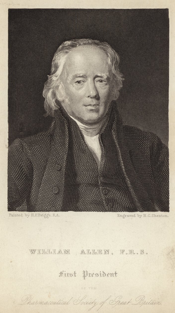 William Allen - Primer Presidente de la Sociedad Farmacéutica de Gran Bretaña (1770-1843) (grabado) de Henry Perronet (after) Briggs